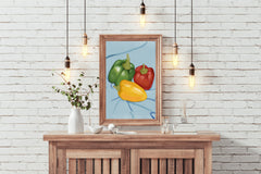 Colored Bell Pepper Painting Wall Art