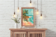 Leopard on the Beach Wall Art