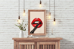 Red Lipstick On The Lips Wall Art