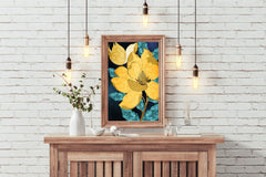 Golden Bloom Modern Wall Art