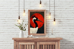 Black and Red Crane Wall Art