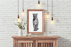 African Leopard Black & White Wall Art