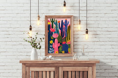 Colorful Cactus Garden Wall Art