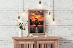 Motorcycle in Sunset Wall Art