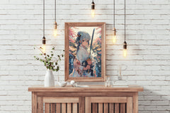 Girl Wearing Kimono Japanese Traditional in Garden Anime Wall  Art