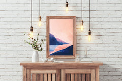 Lonely Wanderer in Pink Sunset Wall Art