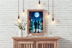 Anime scene of a Man and a Woman Walking Down Under the Moon Anime Wall  Art