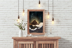 Copper and Gold Mountain Modern Wall Art