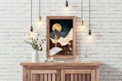 Desert Moonlit Modern Wall Art