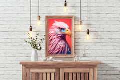 Pink and Blue Painted Eagle Bird Wall Art