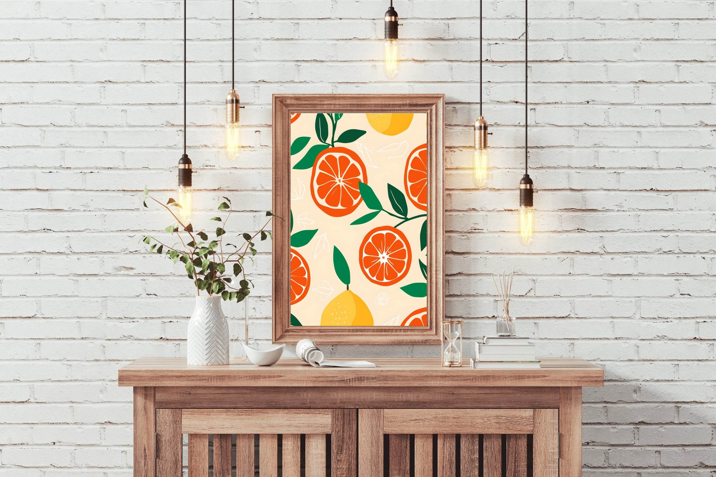 Drawing Of a Cut Orange Wall Art - beink online art store