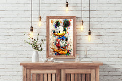 Colorful Mickey  with Oil Paint Wall Art