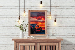 Black Camaro Sunset Wall Art