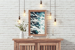 White Sea Waves Abstract Wall Art