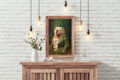 Comical Bulldog Wearing Coat Animal Wall Art