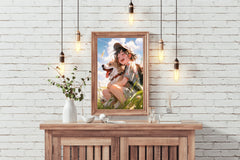 Portrait of cute dog in anime style with owner Wall  Art