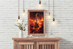 Fiery Rock Guitar Wall Art