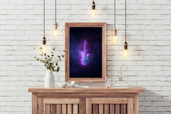 Electric Rock Guitar With Neon Lights Wall Art