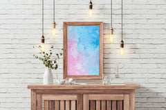 Aqua and Pink Water Paint Abstract Wall Art