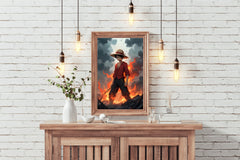 Monkey D. Luffy on Fire Anime Wall  Art