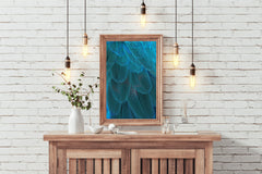 Blue Bird Feather Abstract Wall Art