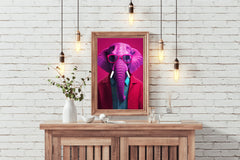 Pink Painted Elephant With Glasses Animal Wall Art