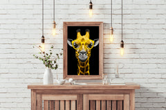 Yellow Cool Look Giraffe With Goggle Wall Art