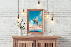 Fantsy Dolphin Jumping Out of Water Wall Art