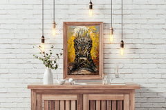 Painting Of A Chair Made Of Daggers And Swords Wall Art