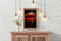 Oil Painting Of A Beautiful Woman's Lips