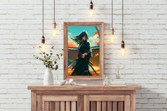 Anime Style Portrait of Traditional Japanese's Samurai Character Anime Wall  Art