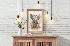 Elephant Running in Dirt Animal Wall Art