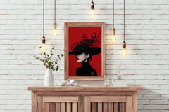 Elegant Lady With Black Hat Modern Wall Art