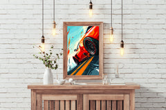 Ferrari Red Cartoon Style Wall Art