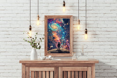 An alien planet's sky full of strange constellations and colorful nebulae - beink online art store