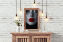 A Woman face With Red Lipstick Wall Art