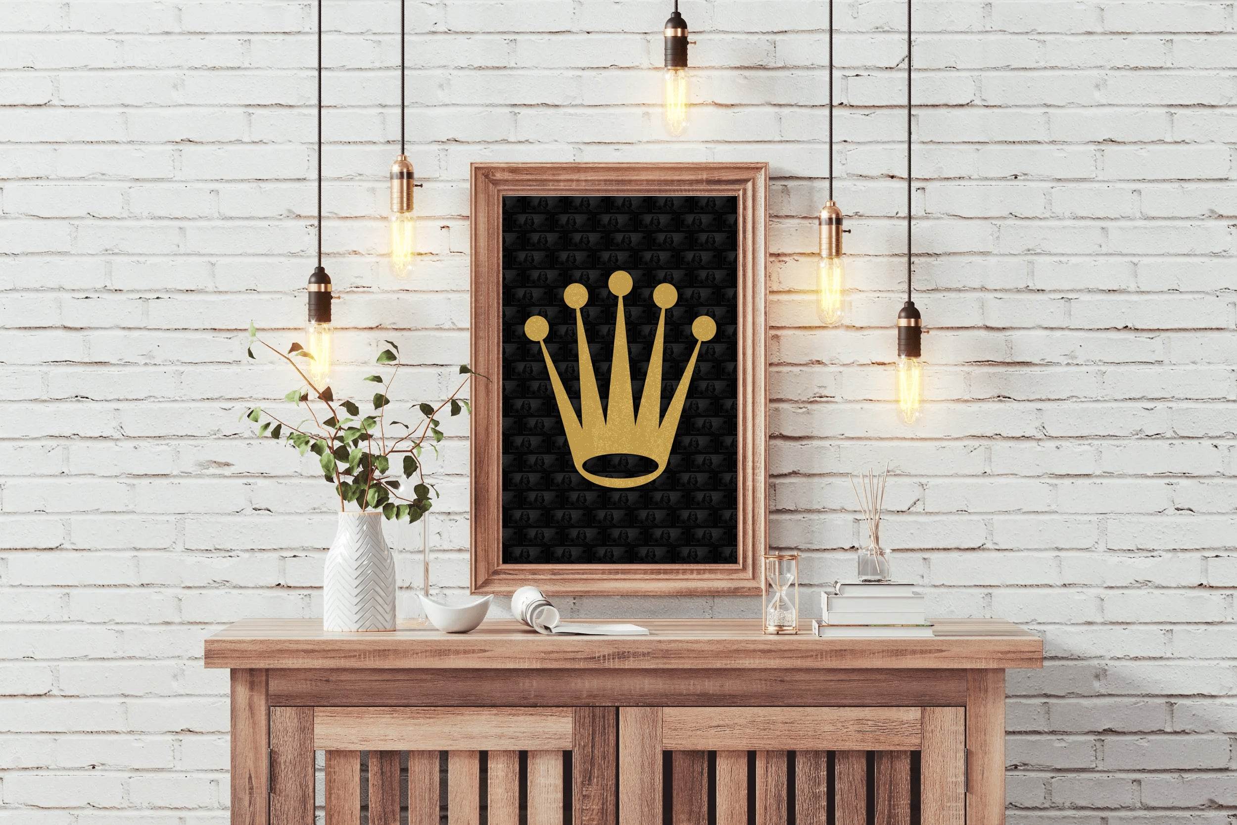 Golden Crown with Black Background Wall Art - beink online art store