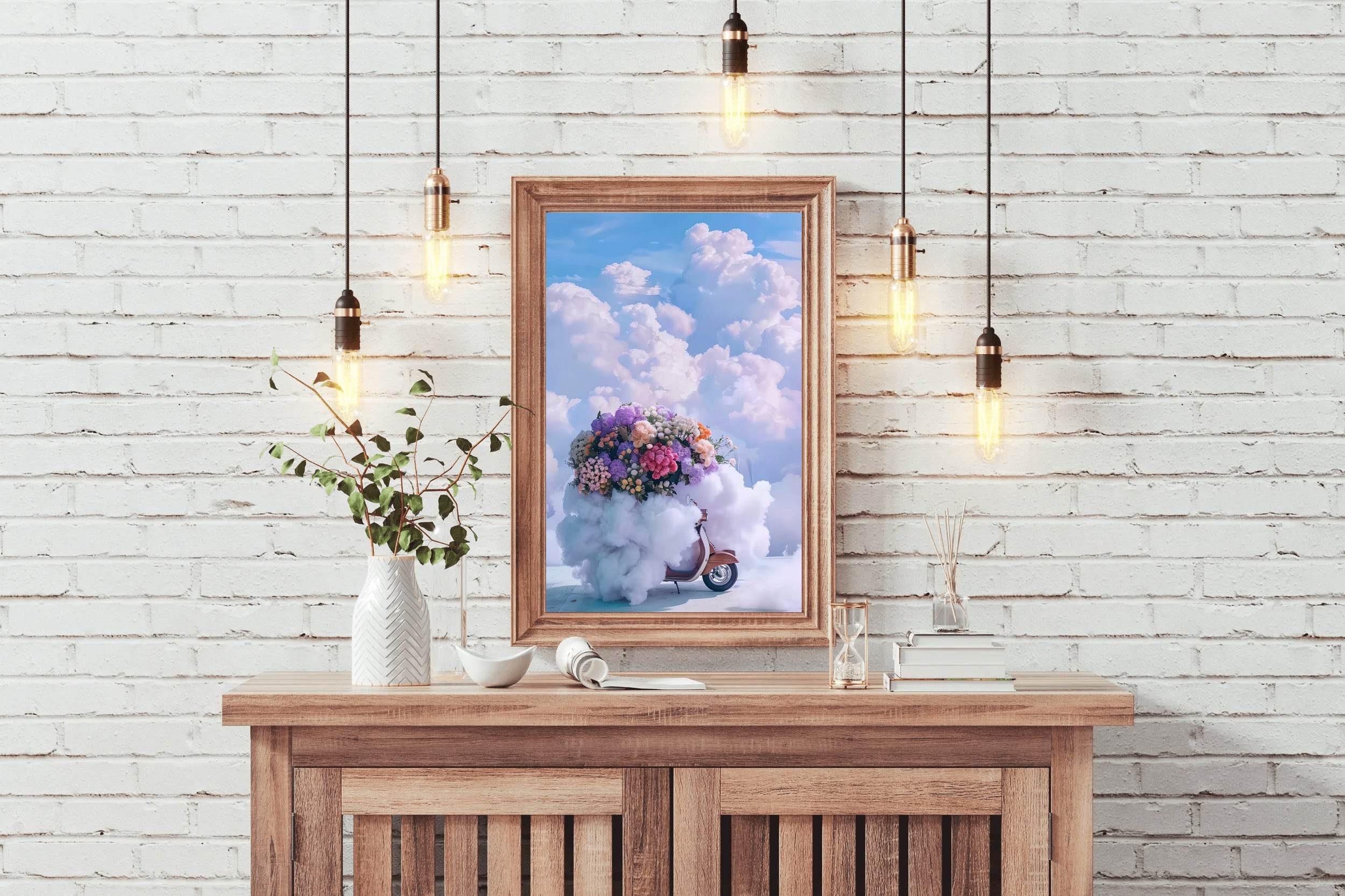 Floral Vespa in Clouds Wall Art - beink online art store
