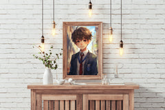 Anime style portrait of young Student school in Uniform  Wall  Art