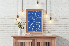 White Lines on A Blue Background Wall Art