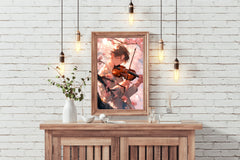 Young Anime Boy Playing violin Wall  Art