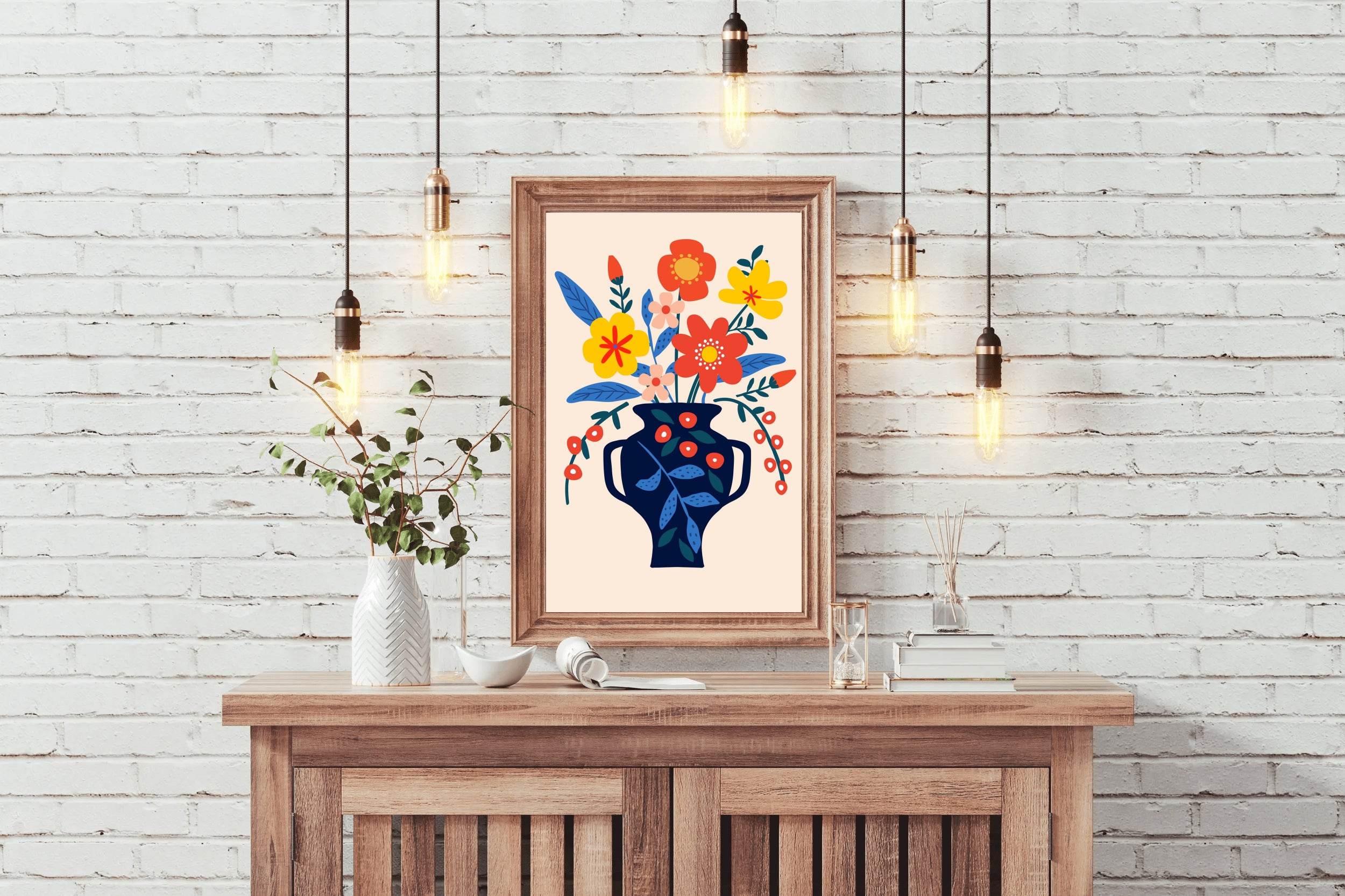 Painting Of a Clay Pot With Summer Flowers Art - beink online art store