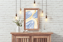 Blue And Yellow Wavy Lines Wall Art