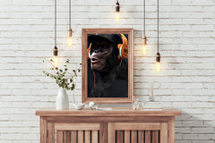 Monkey With Headphones Wall Art