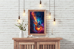 Water And Fire Electronic Guitar Wall Art