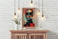 Oil Paint Strokes of Funky Man With Glasses Wall Art