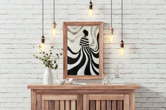 Swirling Silhouette-Black and White stripes Modern Art