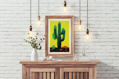 Vibrant Green Saguaro Cactus Wall Art