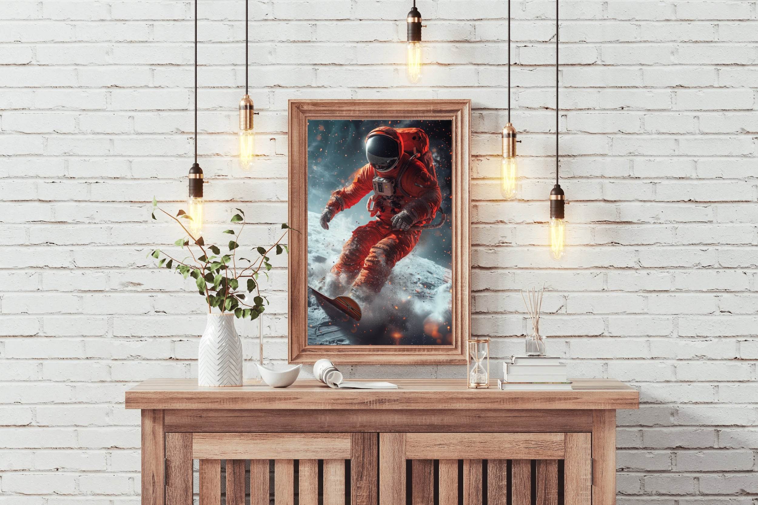 astronaut in an orange space suit Wall Art - beink online art store