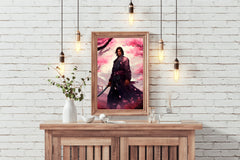 Slender Male Samurai With Short Black Hair Anime Wall Art